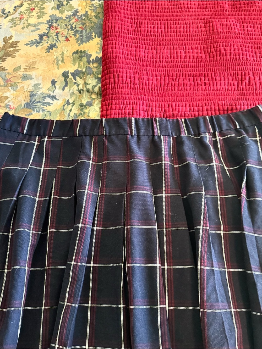 Eloquii Navy Plaid Pleated Mini Skirt - Picture 2 of 3